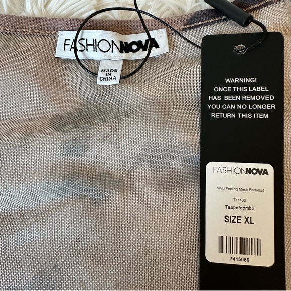 Fashion Nova Women’s Sexy Floral Brown Long Sleeve Bodysuit Size: XL - Picture 6 of 9